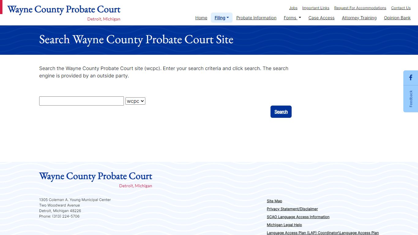 WCPC - Search Wayne County Probate Court Site